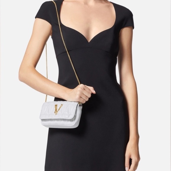NWT Authentic VERSACE Virtus Quilted Medallion Shoulder Bag White BRAND NEW!!! - Picture 8 of 17
